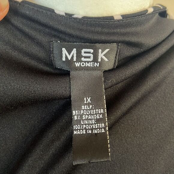 Women's MSK Geometric Print V-Neck 3/4 Sleeve Pull Over Midi Dress ~ Size 1X - Picture 3 of 4